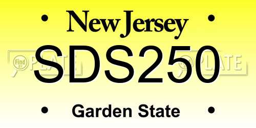 SDS250 New Jersey License Plate