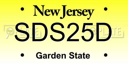 SDS25D New Jersey License Plate