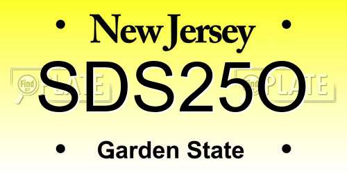 SDS25O New Jersey License Plate