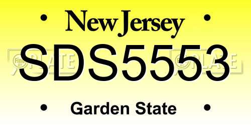 SDS5553 New Jersey License Plate