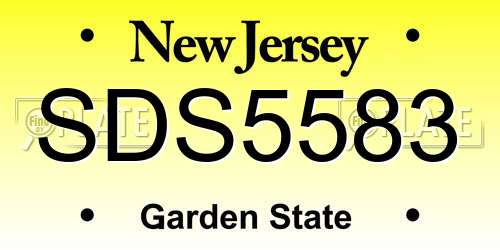 SDS5583 New Jersey License Plate