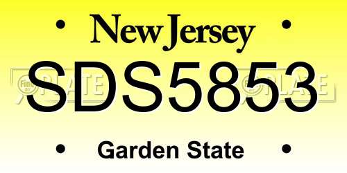 SDS5853 New Jersey License Plate
