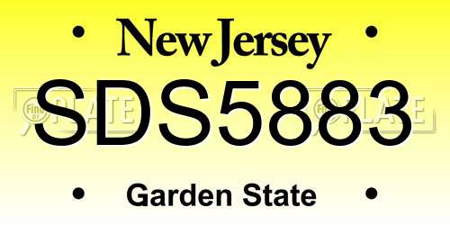 SDS5883 New Jersey License Plate