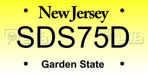SDS75D New Jersey License Plate