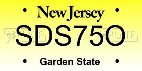 SDS75O New Jersey License Plate