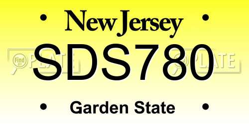 SDS780 New Jersey License Plate