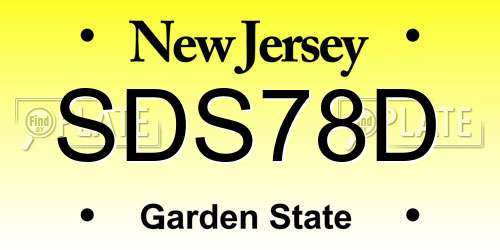 SDS78D New Jersey License Plate