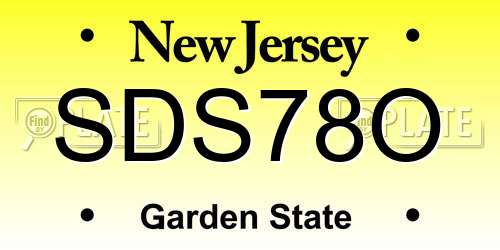 SDS78O New Jersey License Plate