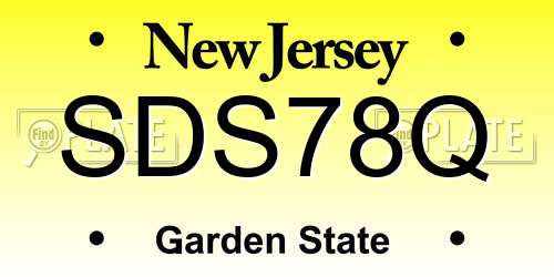 SDS78Q New Jersey License Plate