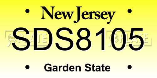 SDS8105 New Jersey License Plate