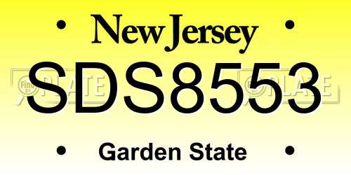 SDS8553 New Jersey License Plate