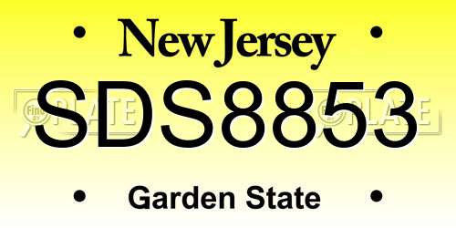 SDS8853 New Jersey License Plate