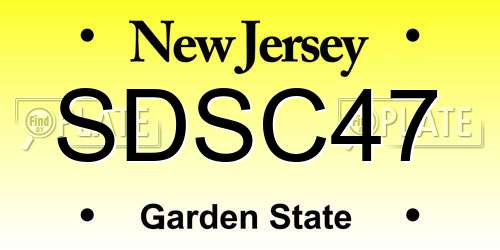 SDSC47 New Jersey License Plate