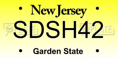 SDSH42 New Jersey License Plate
