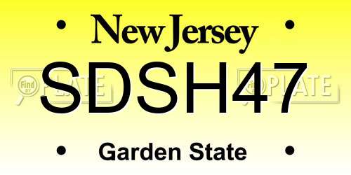 SDSH47 New Jersey License Plate