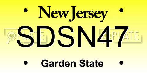 SDSN47 New Jersey License Plate