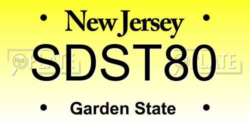 SDST80 New Jersey License Plate