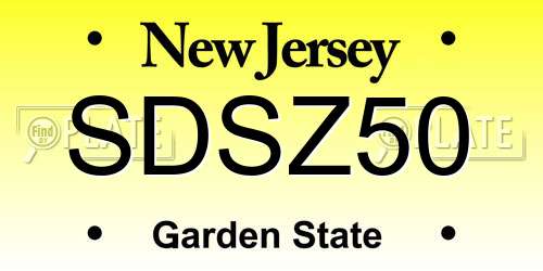 SDSZ50 New Jersey License Plate