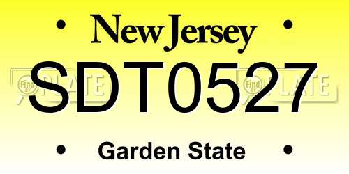 SDT0527 New Jersey License Plate