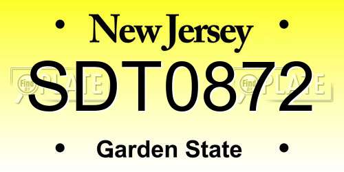 SDT0872 New Jersey License Plate