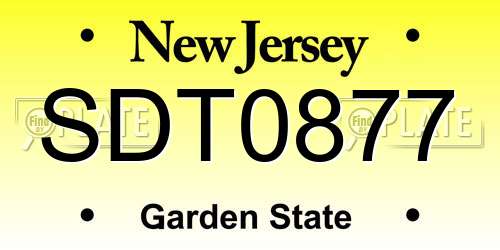 SDT0877 New Jersey License Plate