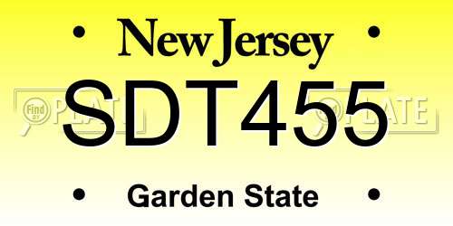 SDT455 New Jersey License Plate