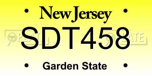 SDT458 New Jersey License Plate