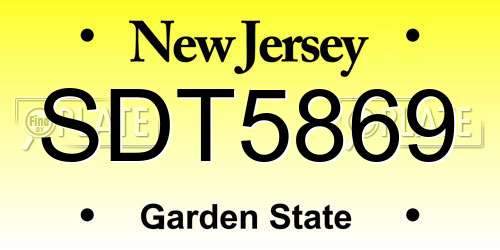 SDT5869 New Jersey License Plate