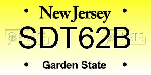 SDT62B New Jersey License Plate