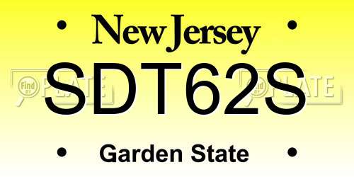 SDT62S New Jersey License Plate