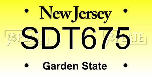 SDT675 New Jersey License Plate