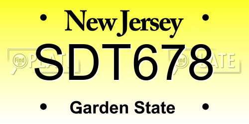 SDT678 New Jersey License Plate