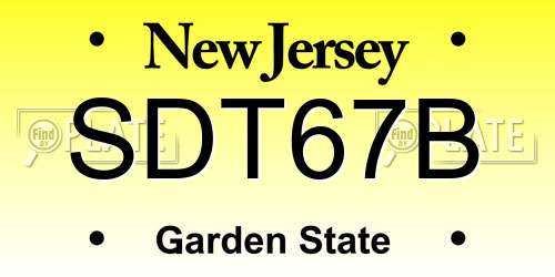 SDT67B New Jersey License Plate