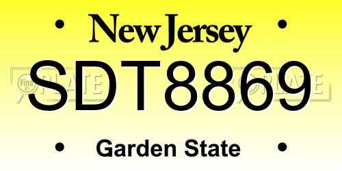 SDT8869 New Jersey License Plate