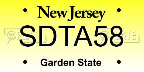 SDTA58 New Jersey License Plate