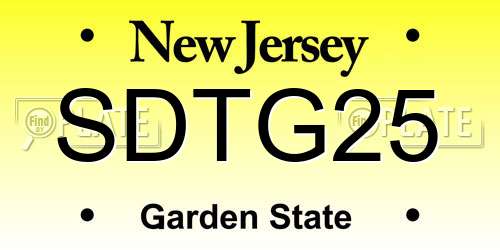 SDTG25 New Jersey License Plate