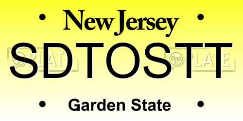 SDTOSTT New Jersey License Plate