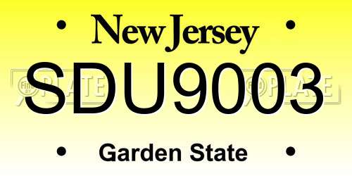 SDU9003 New Jersey License Plate