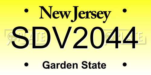 SDV2044 New Jersey License Plate