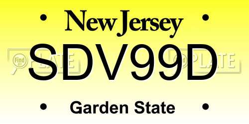 SDV99D New Jersey License Plate