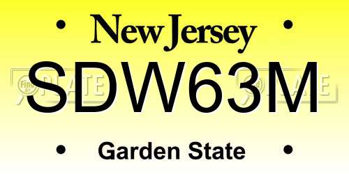 SDW63M New Jersey License Plate