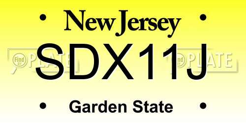SDX11J New Jersey License Plate