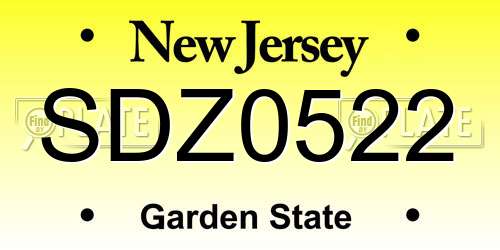 SDZ0522 New Jersey License Plate