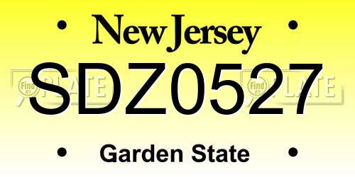 SDZ0527 New Jersey License Plate