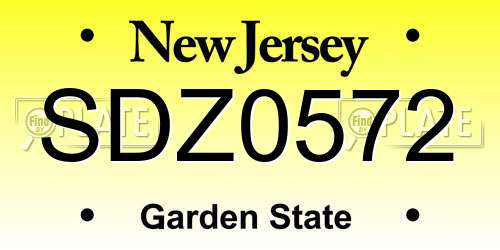 SDZ0572 New Jersey License Plate