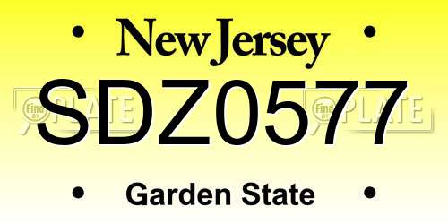SDZ0577 New Jersey License Plate