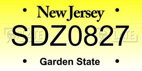 SDZ0827 New Jersey License Plate