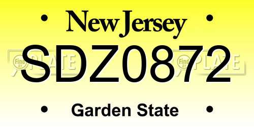 SDZ0872 New Jersey License Plate