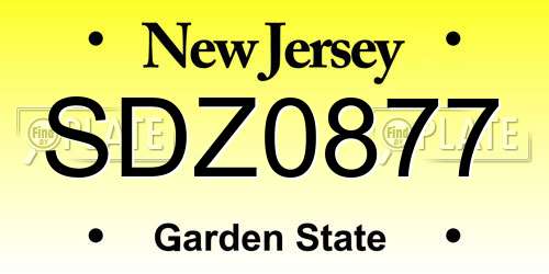 SDZ0877 New Jersey License Plate