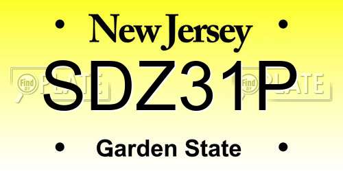 SDZ31P New Jersey License Plate